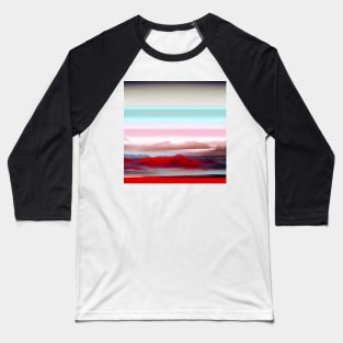 Stylized Strata with Red Mountains Baseball T-Shirt